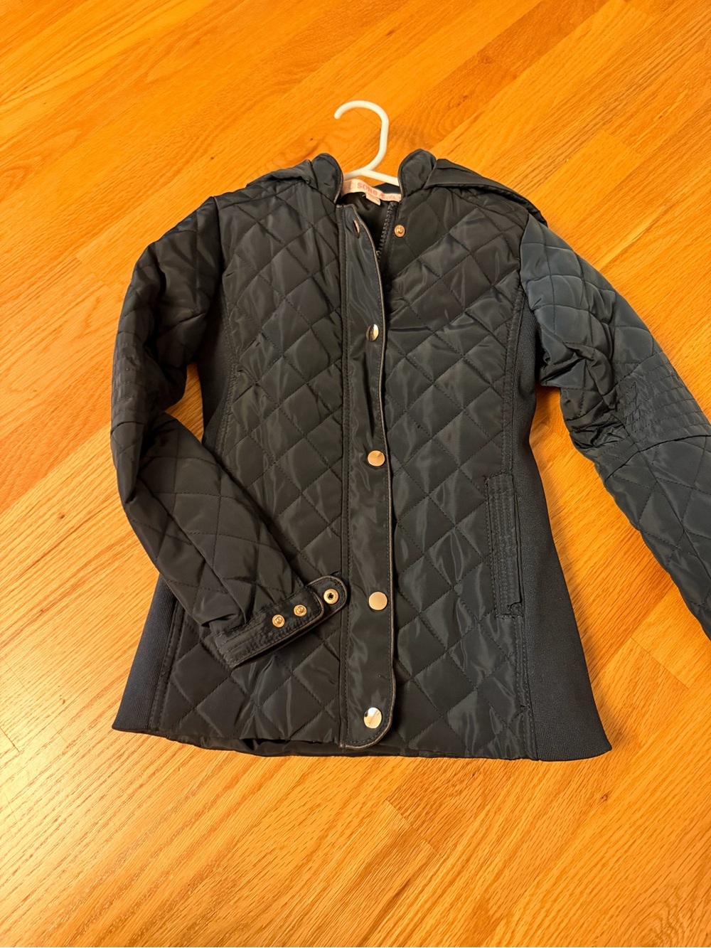 Ci Sono Quilted Hooded Jacket in Dark Blue